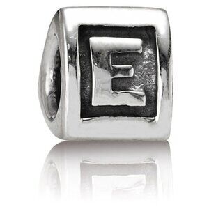 PANDORA Alphabet Letter - E Charm Authentic Sterling Silver Three Sided Initial
